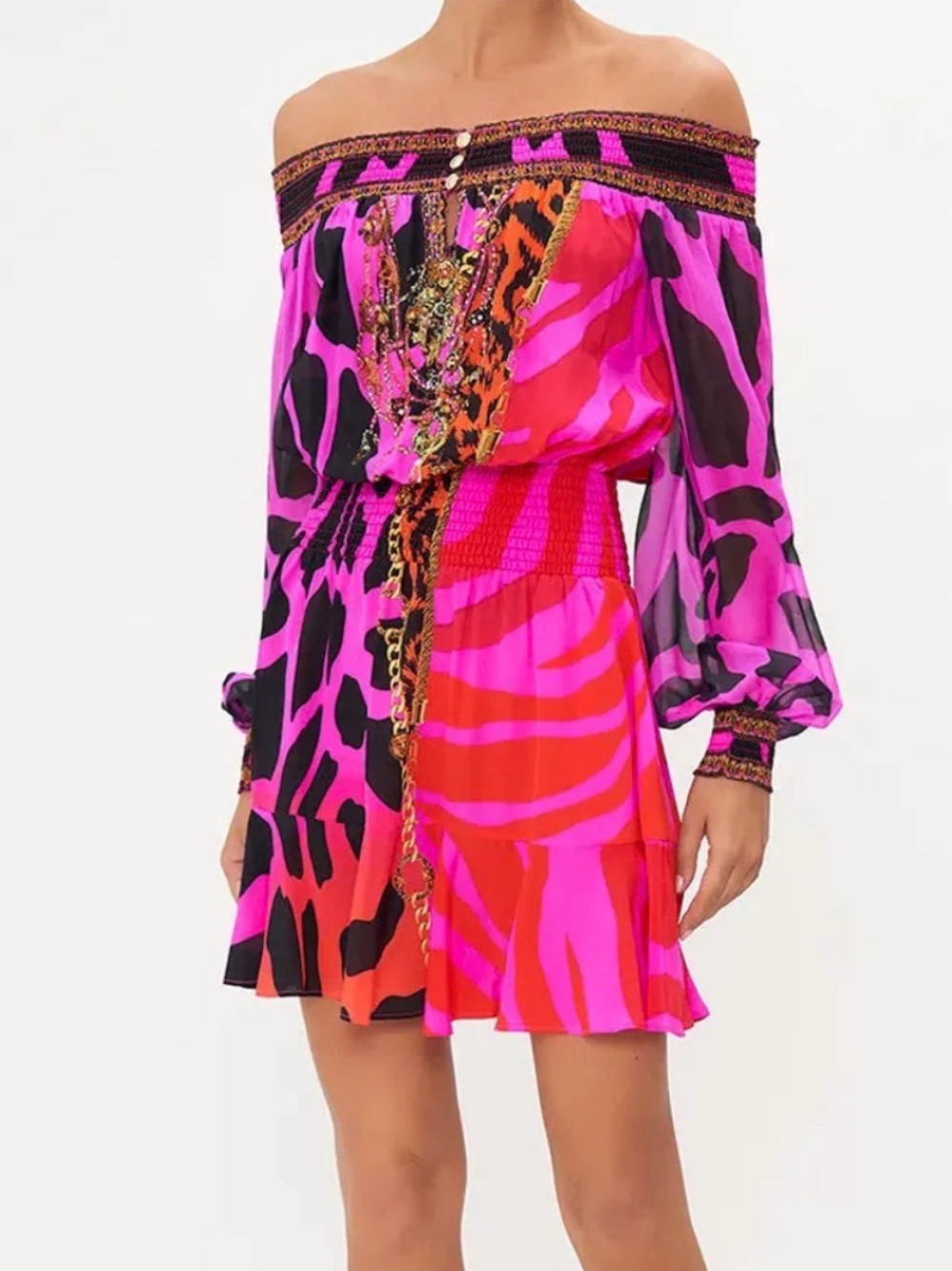 Camilla Pink, Black & Orange Beaded Mixed Print dress - Picture 5 of 5
